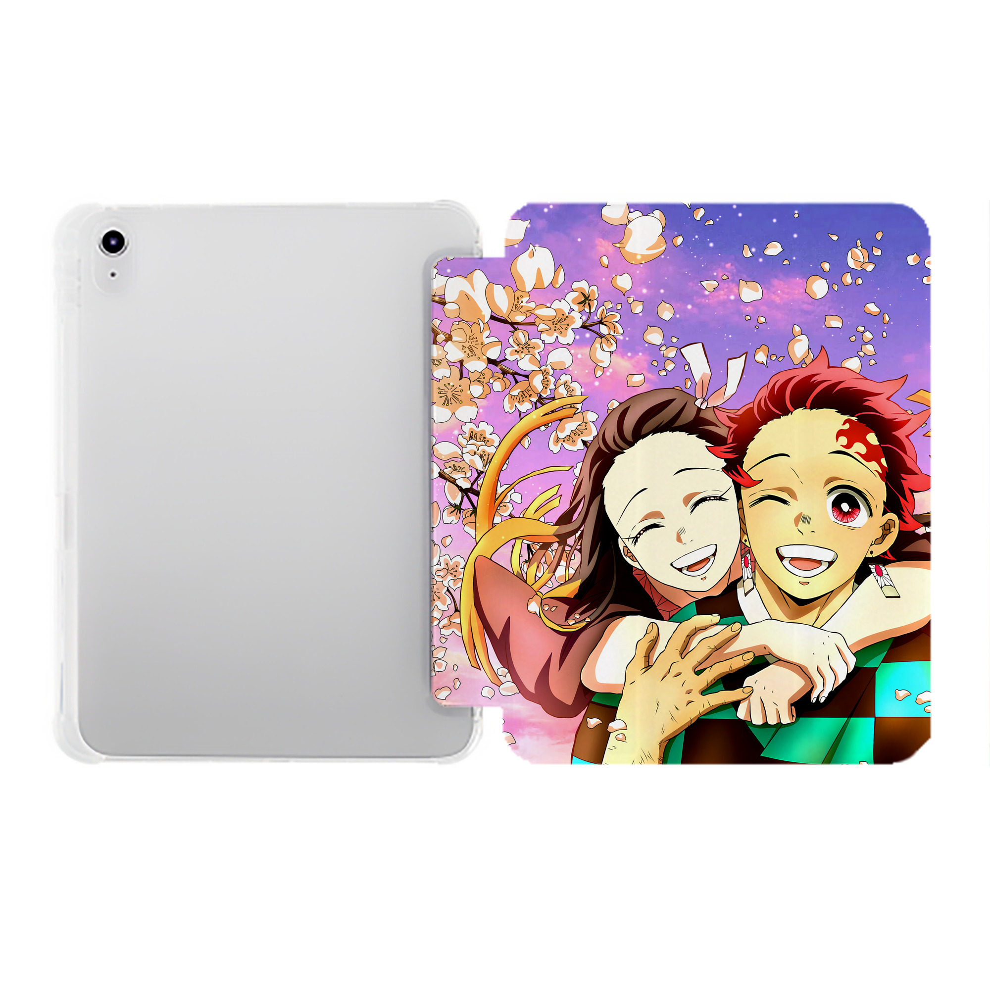 （画像用） 鬼滅の刃（きめつのやいば）竈門 炭治郎／かまど たんじろう Kamado Tanjirou IPad ケース ペン収納付き 三つ折りスタンド PUレザー×シリコン 対応機種9.5/10.5/10.9インチ